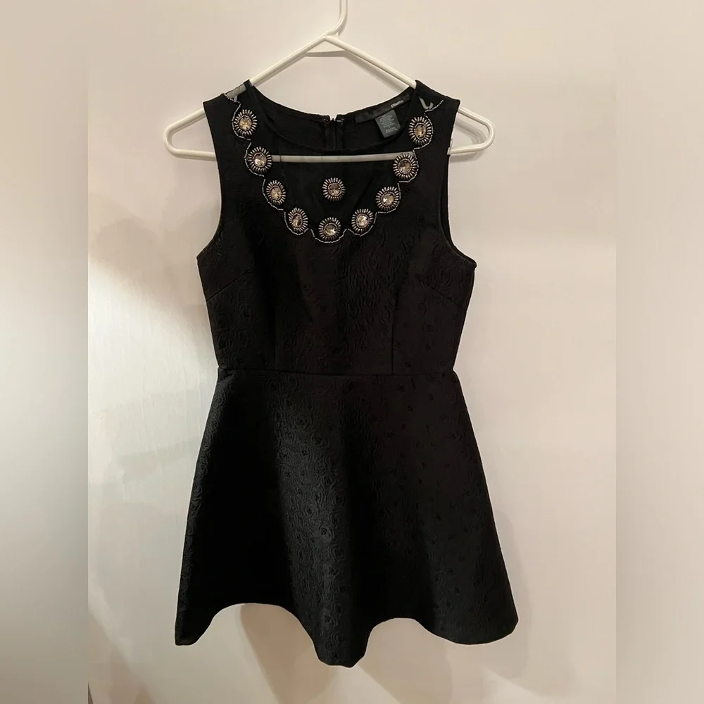 ELLISON ROSES SHEER NECK RHINESTONE DRESS - Picture 1 of 5